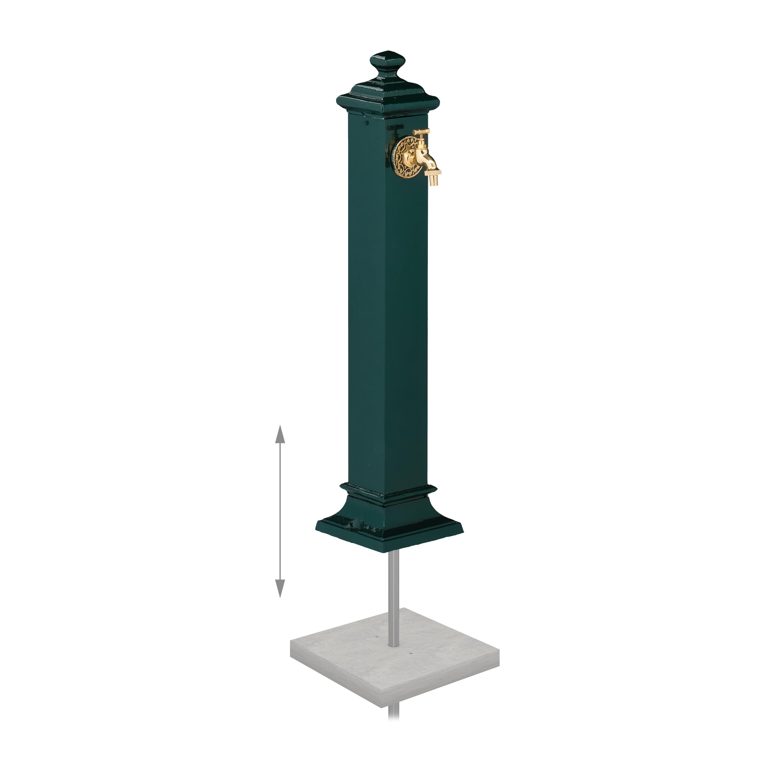 Relaxdays Fuente de Agua de Estilo Antiguo, con Grifo Jardín, 86x19x23 cm, Terraza, Patio, Decorativa, Verde Oscuro
