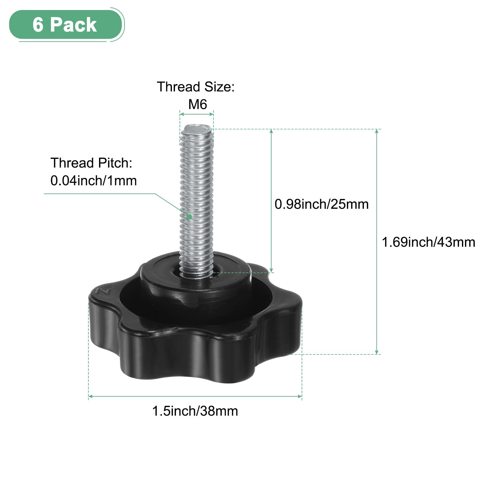 M METERXITY 6-Pack Star Clamping Knobs - Image 3