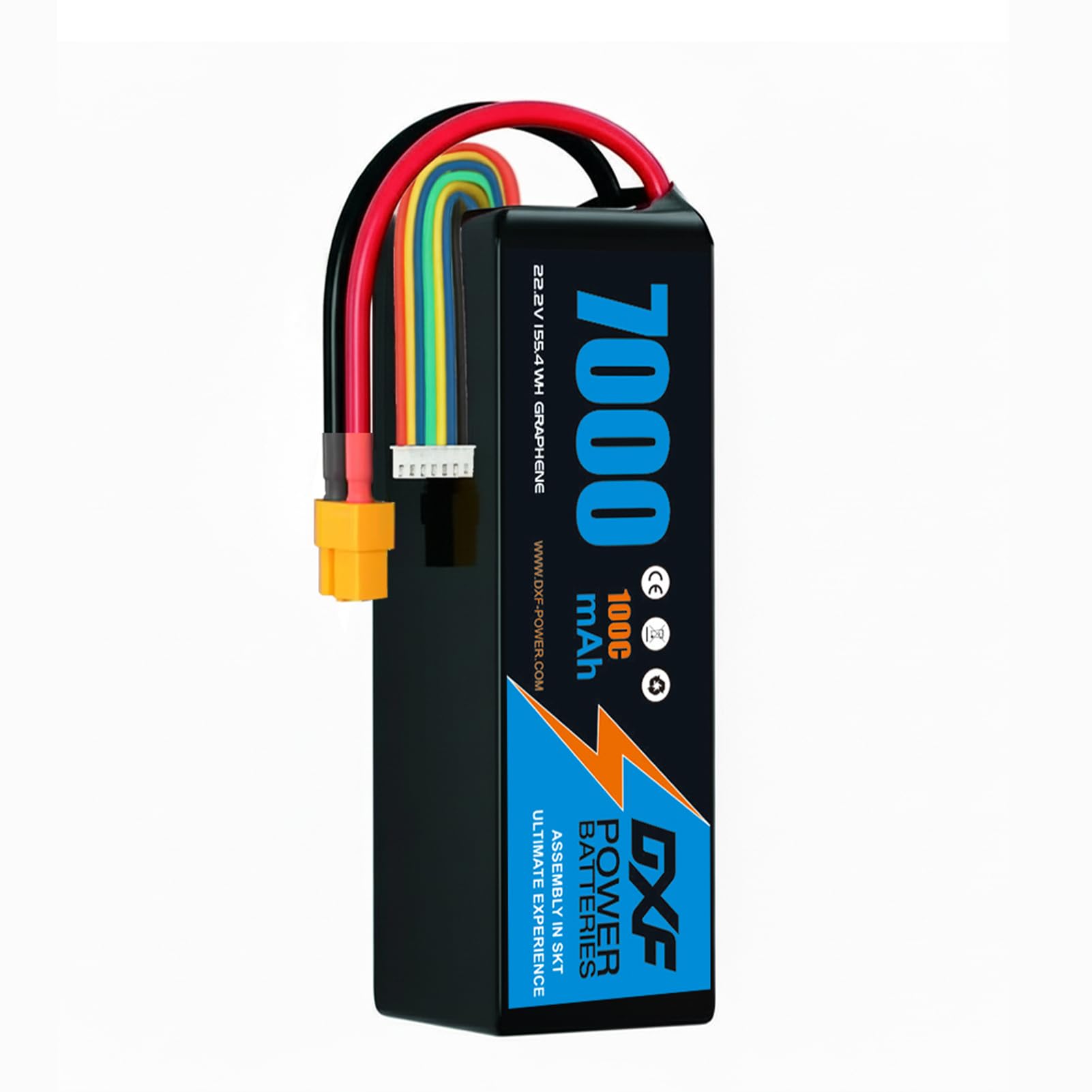 DXF 1 confezione di BATTERIA LIPO, BATTERIA LIPO 6S con 22,2 V, 7000 mAh, scarica 100 C, connettore XT60, per droni, aerei RC, camion, elicotteri e altro, LIPO 6S, 6S LIPO, batteria in formato 6S1P