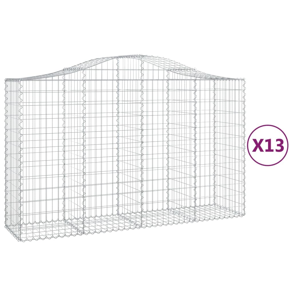 Kosze gabionowe, 13 sztuk, 200 x 50 x 120/140 cm, żelazo