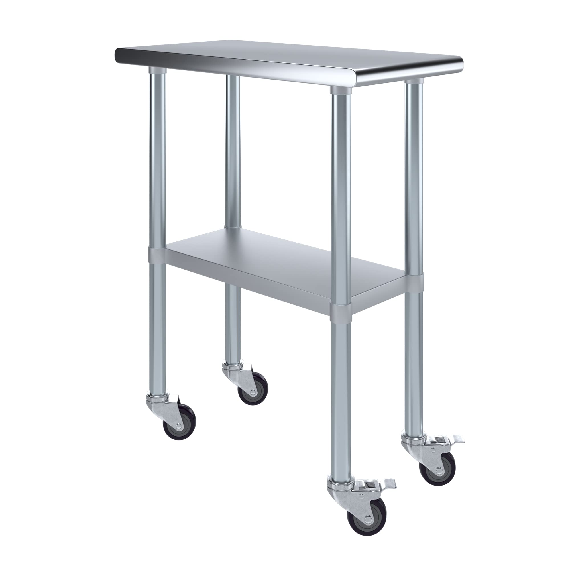 AmGood 15" Long x 30" Deep Stainless Steel Table with Casters