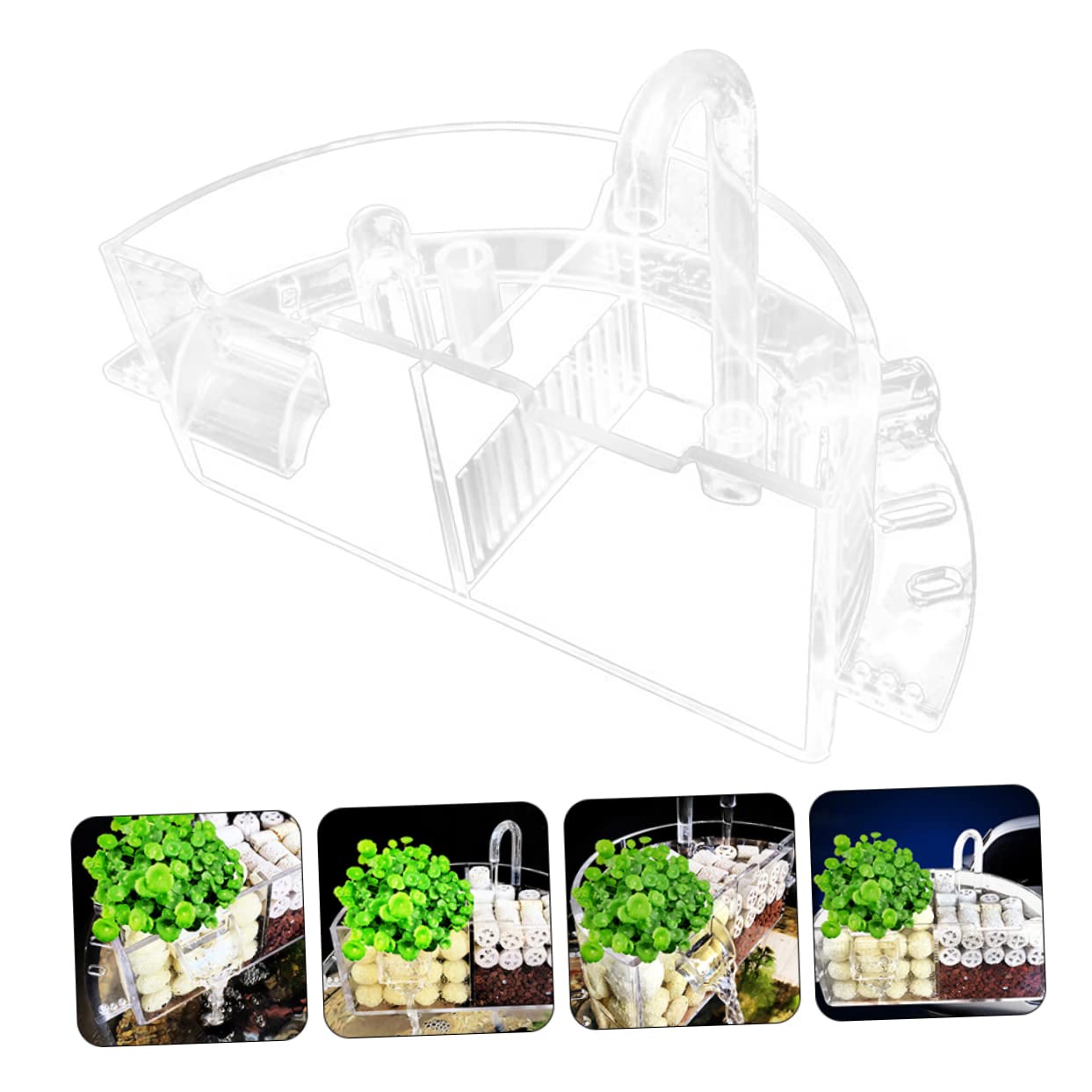 Yardwe Eckfilter für Aquarien mit Verstellbarem Auslasswinkel Mehrschichtfilter mit Weißer Filtermatte für Physikalische und Biochemische Filterung Platzsparendes Runder