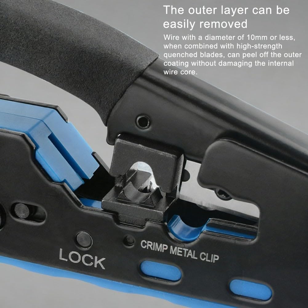 Crimpatrice RJ45 costruita per cavi di rete classe 5, classe 6, classe 7, con guida a coda di rondine e resistenza in acciaio al carbonio per uso quotidiano (blu)