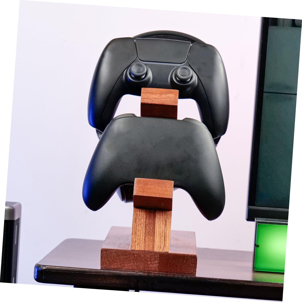 VILLCASE Soporte para Controlador y Auriculares de Madera Marrón Diseño Simple para Almacenamiento y Protección en Área de Entretenimiento Gaming
