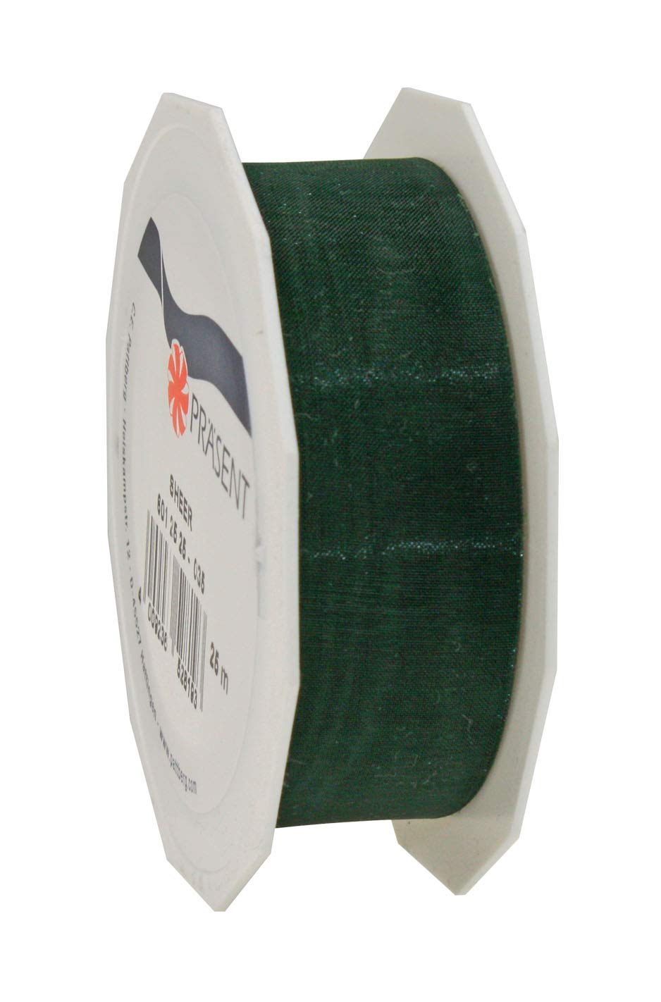 C.E. Pattberg Sheer Organza Ribbon Pine Green, 27 Yards Gift Wrap Ribbon, 1 inch Width
