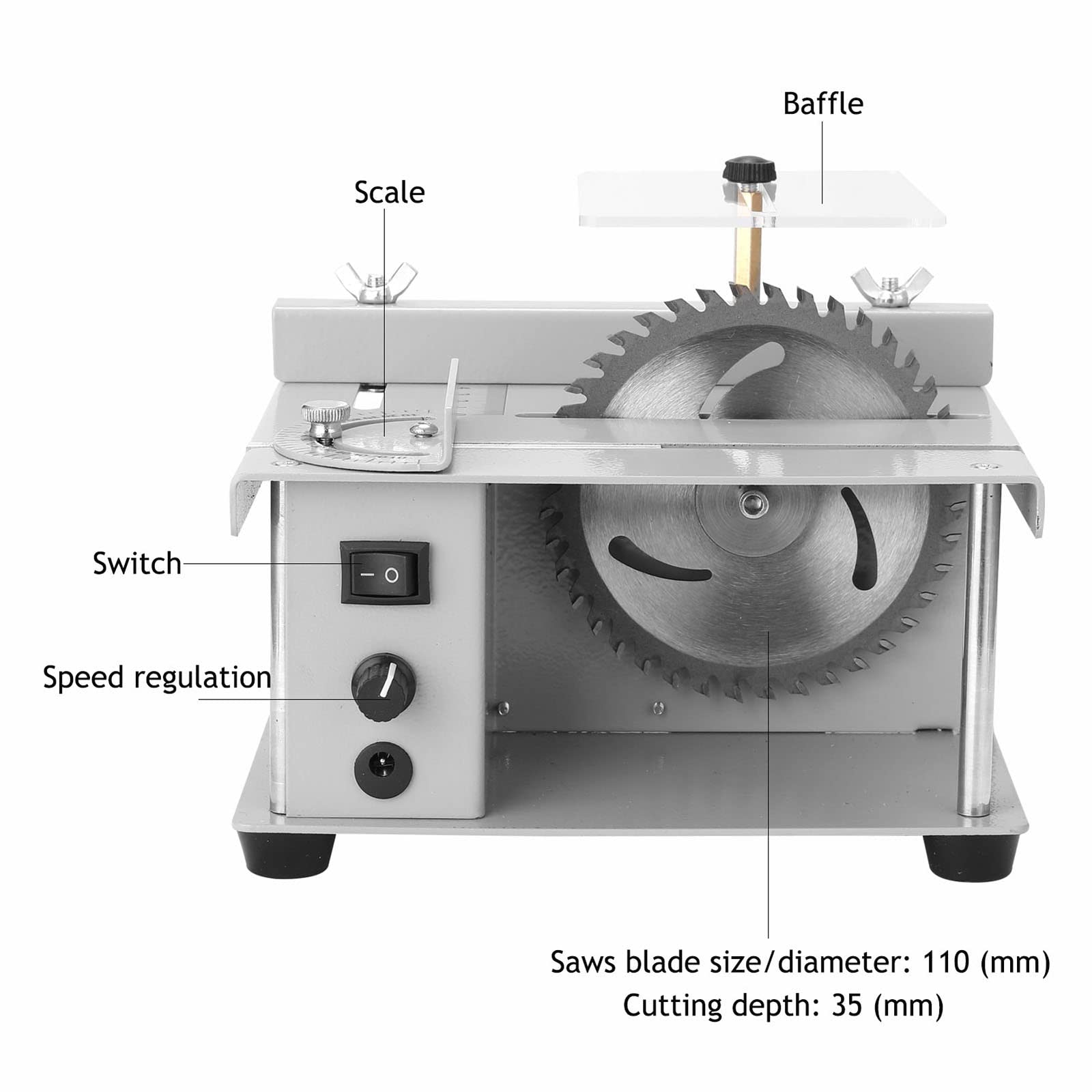 Mini Torno para Madera, Sierra de Mesa de 150 W, 7 Niveles de Velocidad, 1,37 Pulgadas de Profundidad de Corte, carpintería, Manualidades, plástico, Gris