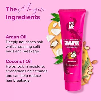 Give Me Cosmetics Shampoo, Cleanses, Nourishes & Strengthens, Reducing Hair Loss and Brittleness with Argan, Coconut & Macadamia Oil, plus Betaine Provitamins B5, Paraben Free