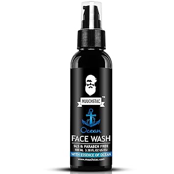Muuchstac Men?s Ocean Face Wash for Men, Fights Acne & Pimple, Skin Whitening & Brightening, All Skin Types, No SLS, Silicone and Paraben, 100 ml.