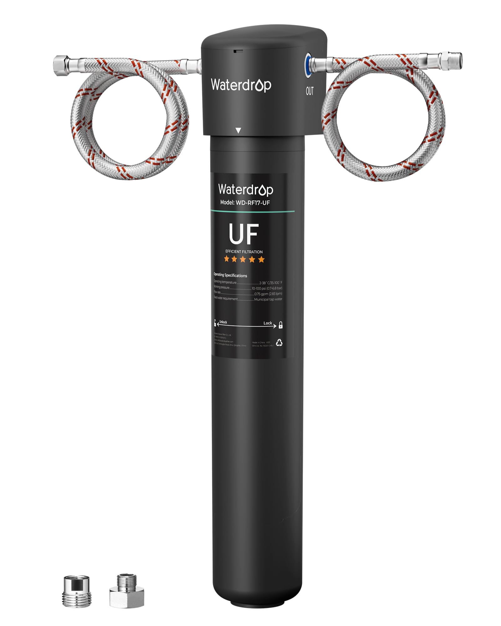 Waterdrop 17UA-UF Under Sink Water Filter, 3 Years or 24K Gallons, NSF/ANSI 42 Standard, 0.01 Micron Ultra Filtration for Baçtёria Reduction, Reduces Lead, Chlorine