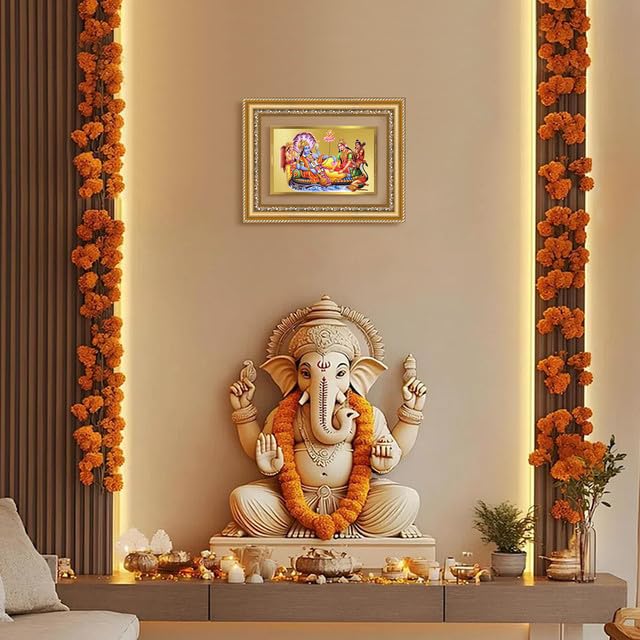 Image of DIVINITI Lakshmi Vishnu Ananta 24K Gold Plated Foil Wall and Tabletop Photo Frame for Home Decor, Puja Room, Luxury Gifting | DG Frame 112 S2.5 (26x20 CM)