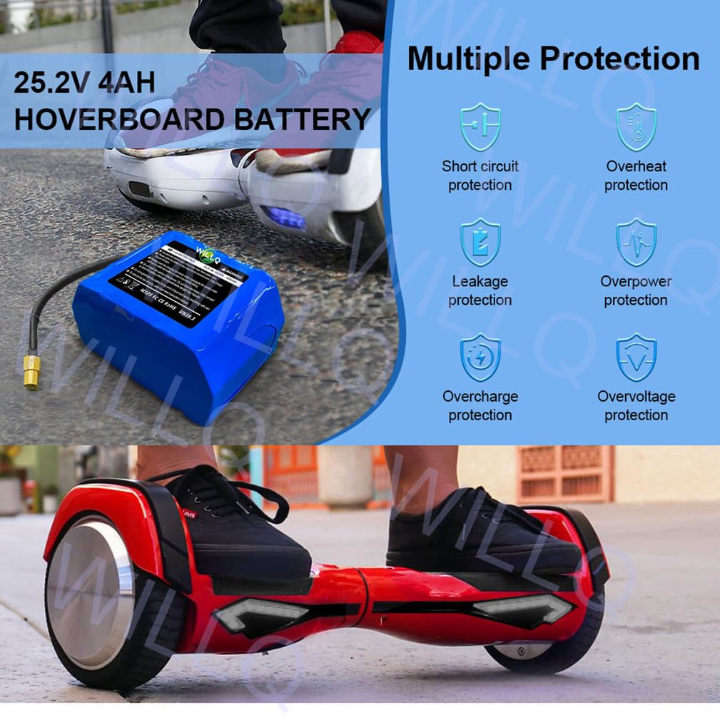 Batteria di Ricambio Ricaricabile al Litio per Hoverboard 24V 4Ah | Batteria ricambio per monopattino elettrico/monopattino pieghevole, facile da installare e rimuovere, connettore XT60