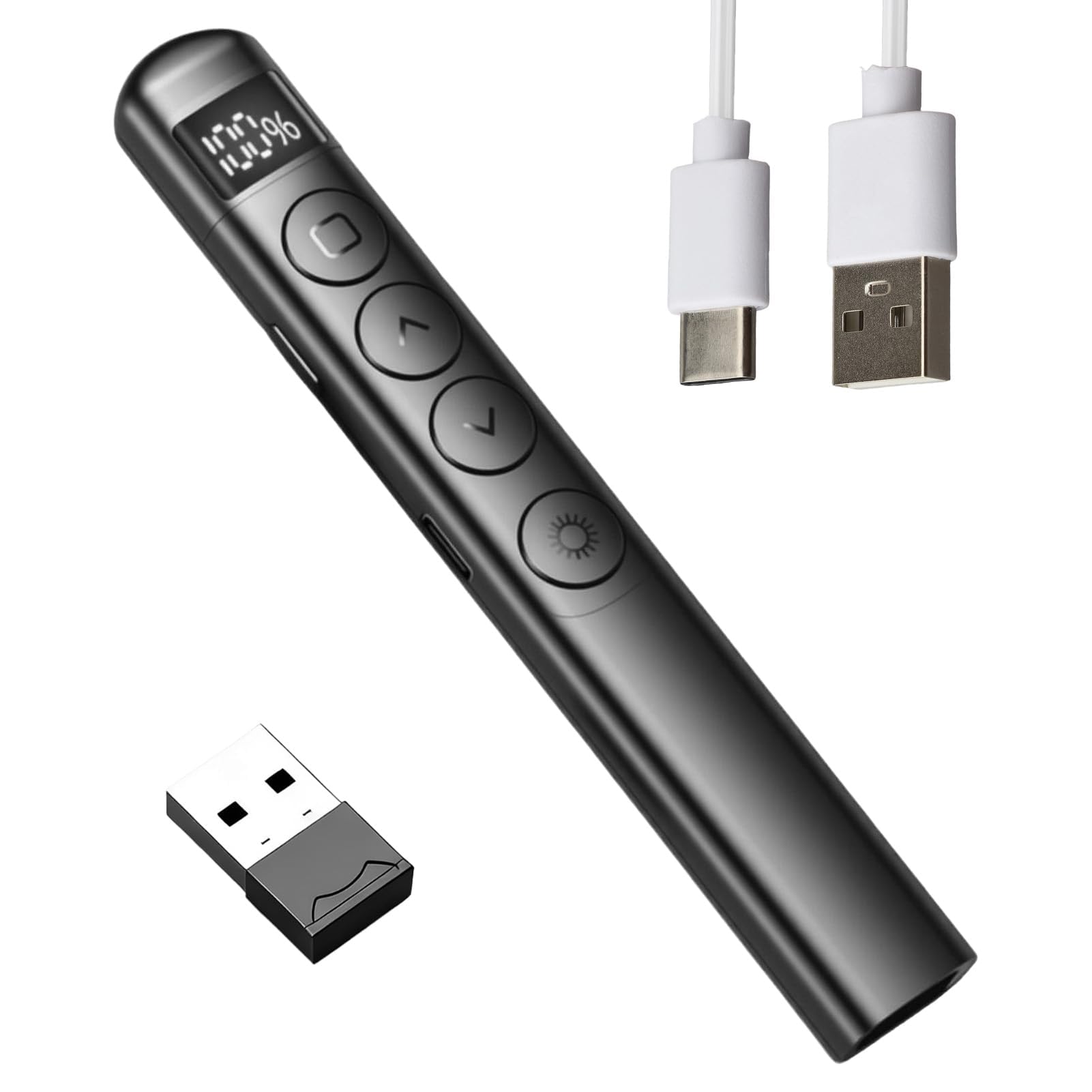 Presentation Clickers for Powerpoint Wireless Presenter Remote Presentation Pointer Rechargeable LED 2.4GHz Hyperlink Volume for Mac Computer Laptop PPT Clicker Teacher Classroom Office Meeting