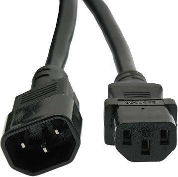 AEONS 3Ft Power Extension Cord IEC 320 C13 to IEC 320 C14 SJT 14/3, 15A 125V, 14AWG, Heavy Gauge Power Extension Cable, Heavy Duty AC Power Cord UL Approved, Black