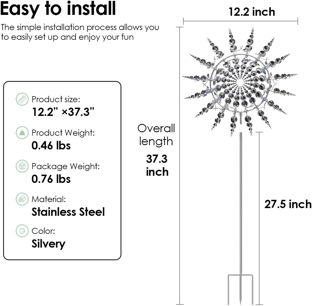 Weather Vane – Dynamic Outdoor Garden Decor with Rotating Blades, Silver