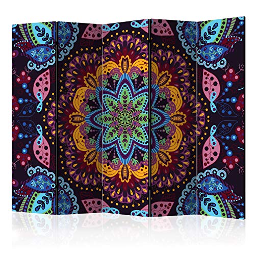 murando Raumteiler Foto Paravent Mandala 225x172 cm beidseitig auf Vlies-Leinwand Bedruckt Trennwand Spanische Wand Sichtschutz Raumtrenner Design Orient bunt Boho Abstrakt Zen f-A-0207-z-c