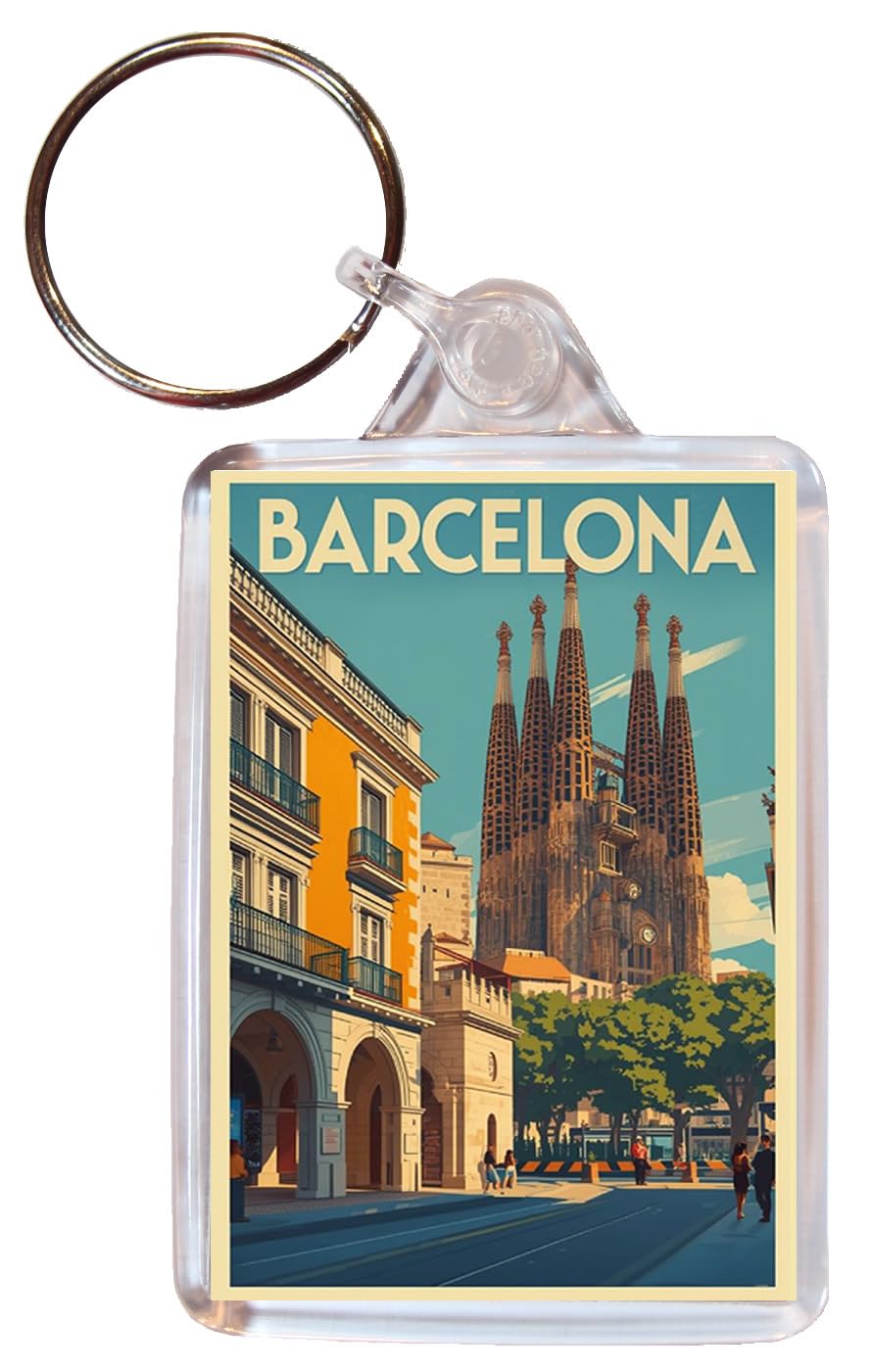 Baked Bean Store Barcelona - Spain - Double Sided Keyring Artistic BBSKEY15