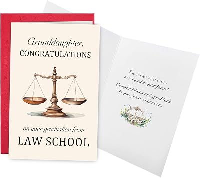 Ogeby Funny Law School Graduation Card for Granddaughter, New Lawyer Congratulation Card from Grandma Grandpa, The Scales of Success Are Tipped in Your Favor