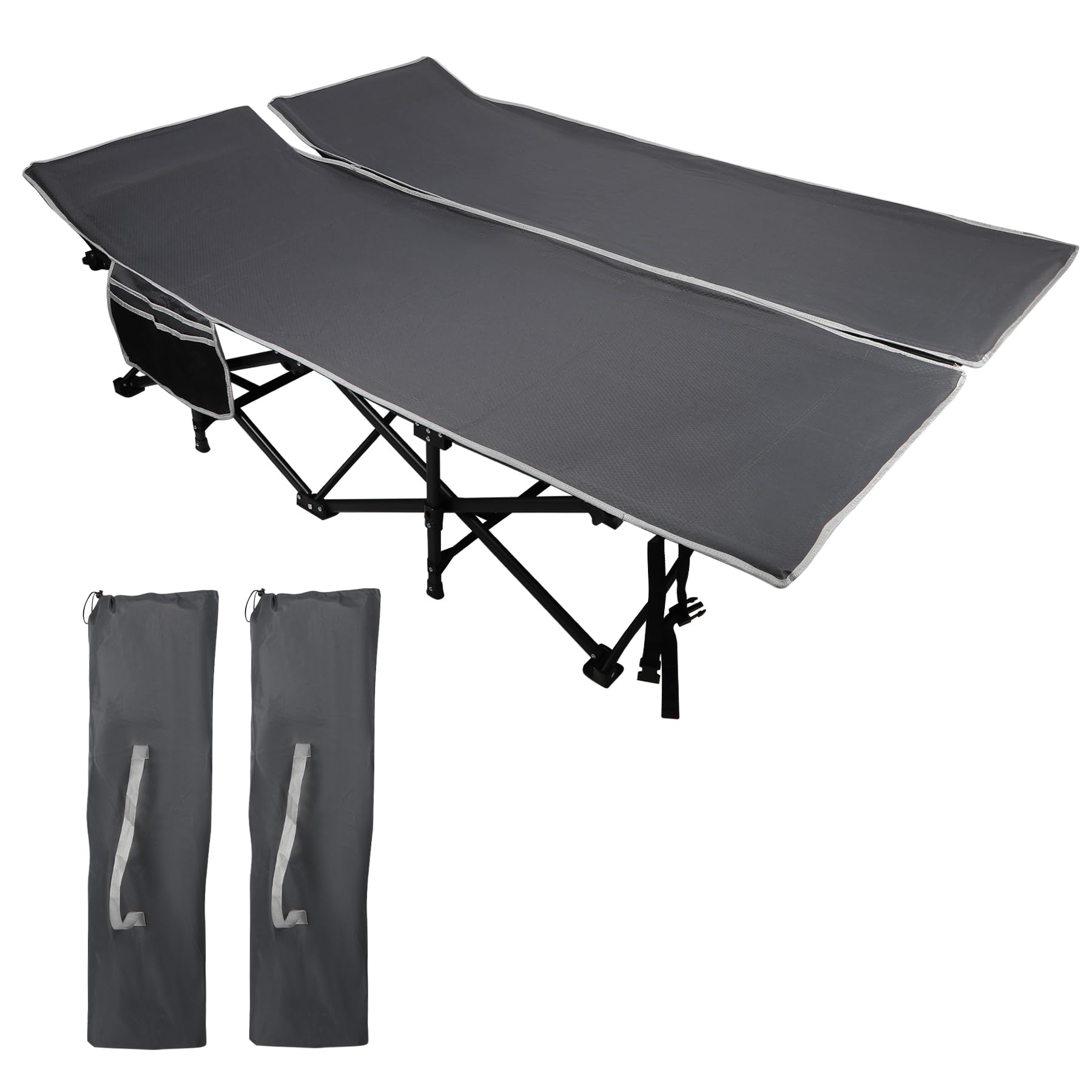 REDCAMP 2 Person Oversize Camping Cots for Adults, 56'' Extra Wide Sleeping Cots Heavy Duty, XXXL Cots Portable for Outdoor Indoor Office, Grey