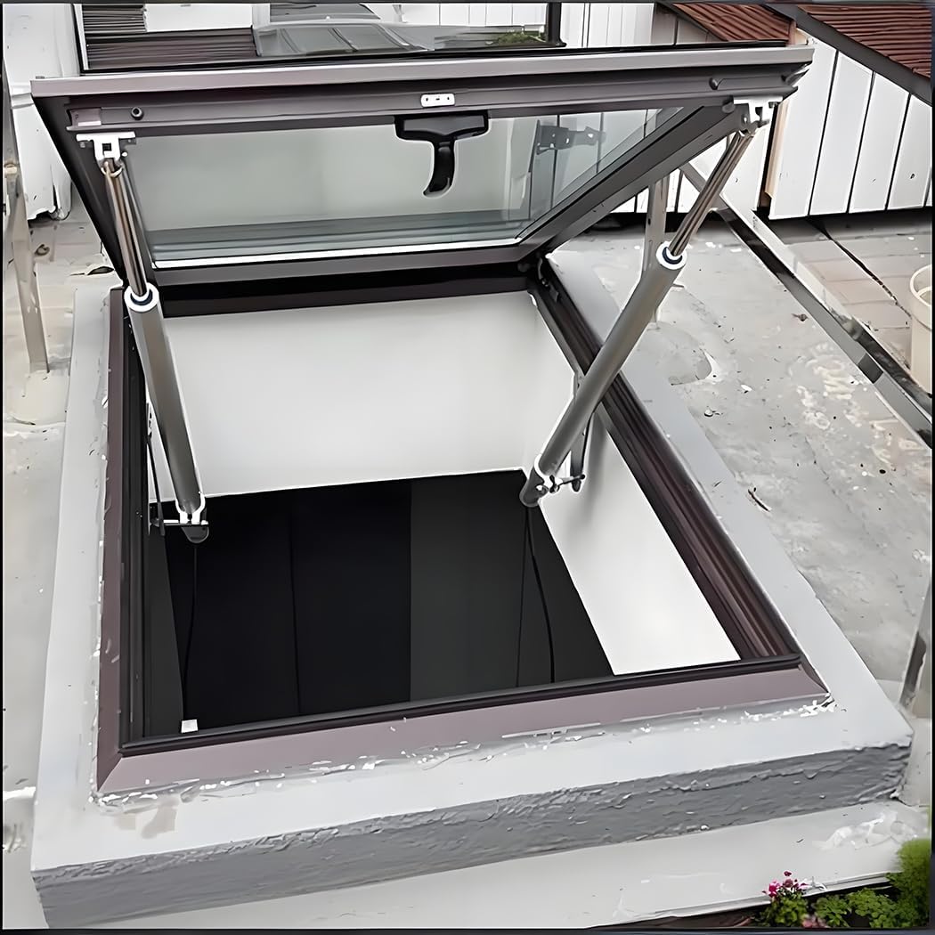 Roof Window And Skylight Basement Daylighting Door Multi-angle Roof Viewing Aluminium Window Customized (800mm*800mm/31.49inch*31.49inch,Electric version)