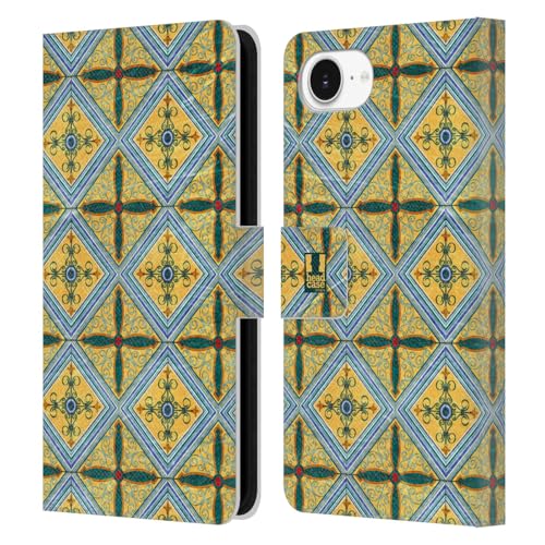 Housse cuir iPhone 17e Head Case Designs avec fentes cartes et motif céramique arabesque