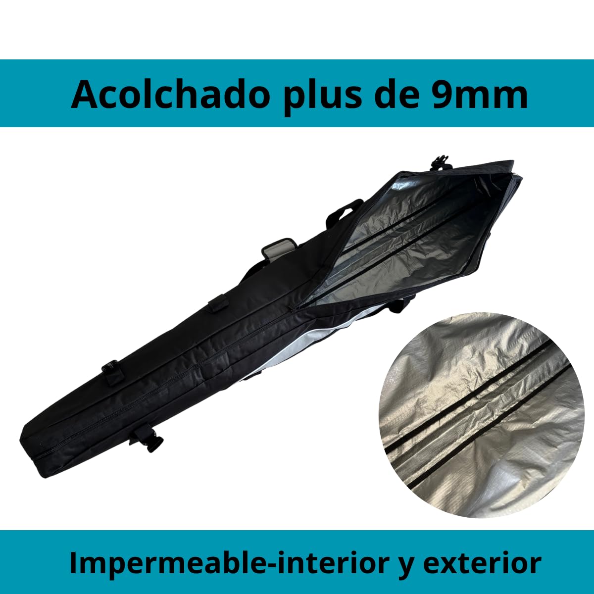 cavest Bolsa de esquis Acolchada Impermeable, Reforzada de 1,70 y 1,90, Funda esquis y Bastones.