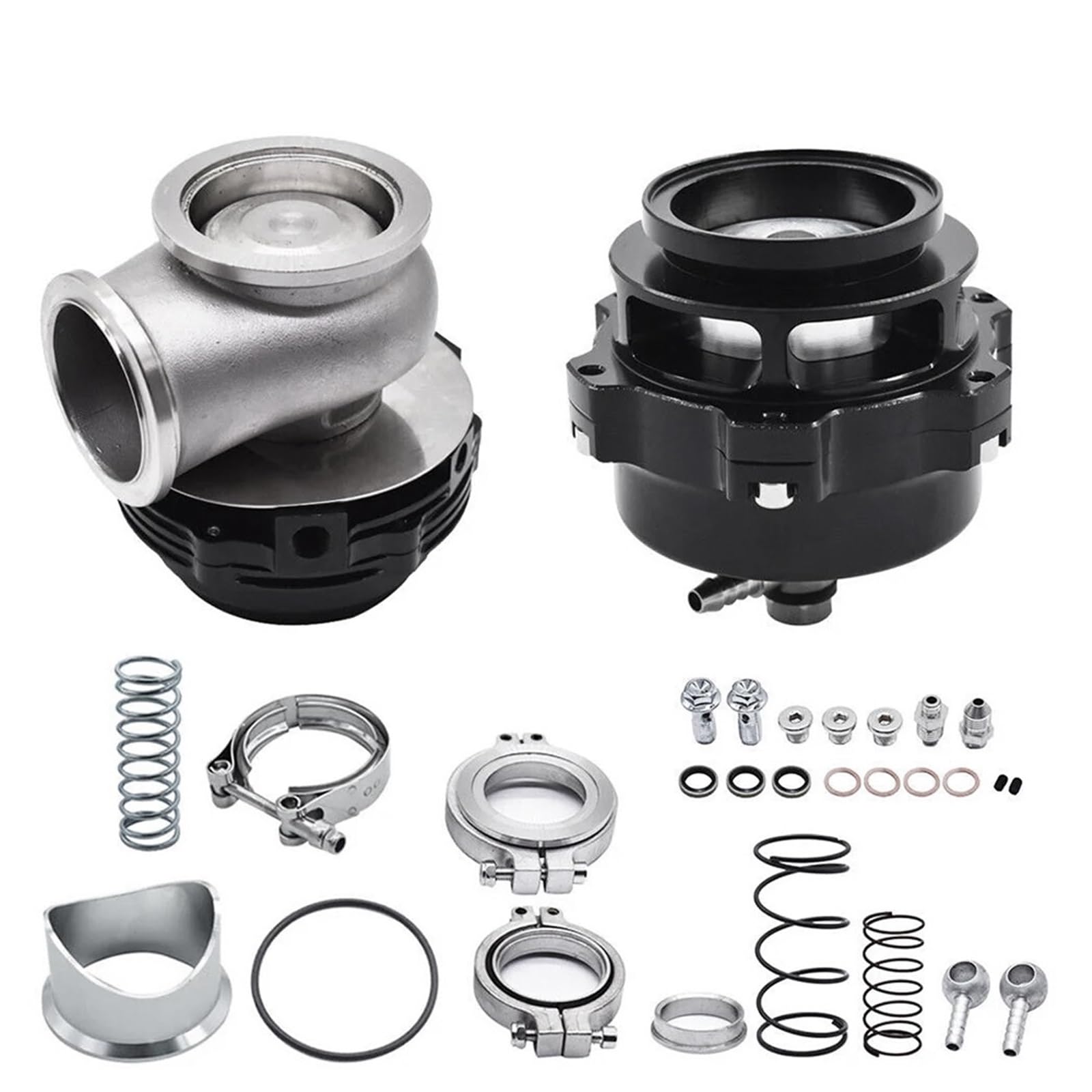 Blow Off Valve Do kolektora turbosprężarki Wastegate Zewnętrzny zawór upustowy z kołnierzem w kształcie litery V i zaworem odcinającym BOV Combo Turbo0 Turbo Splitter Zawór(Black)