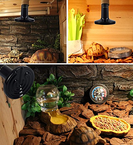 2-Pack 100W Ceramic Heat Lamp with 1-pcs Digital-Thermometer, Infrared Heat Emitter Bulbs for Reptiles, Amphibians… - Image 8