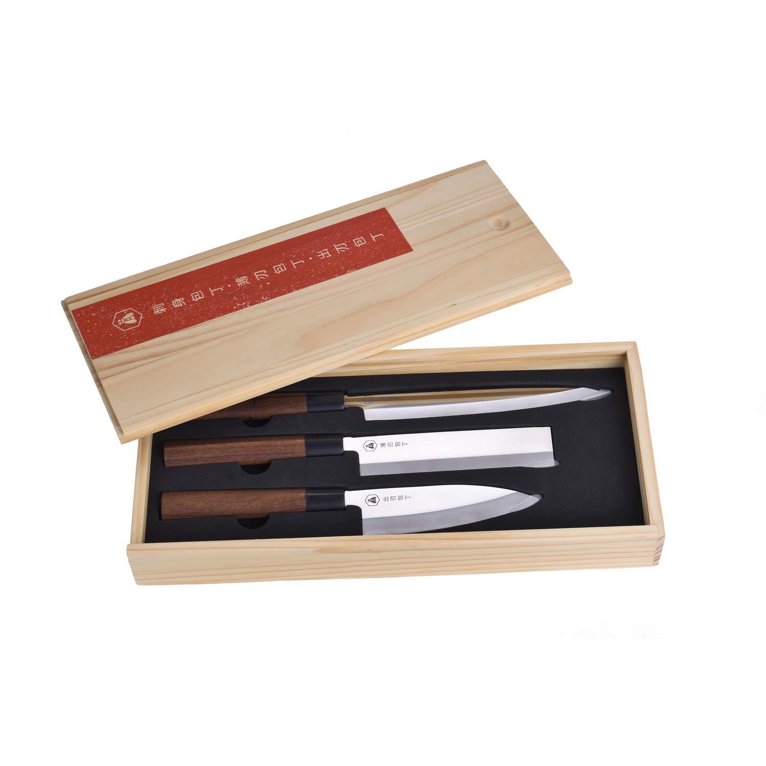 LAGUIOLE - Coffret de Couteaux de Cuisine Japonais Acier Inoxydable Découpe - Santal Rouge - Marron