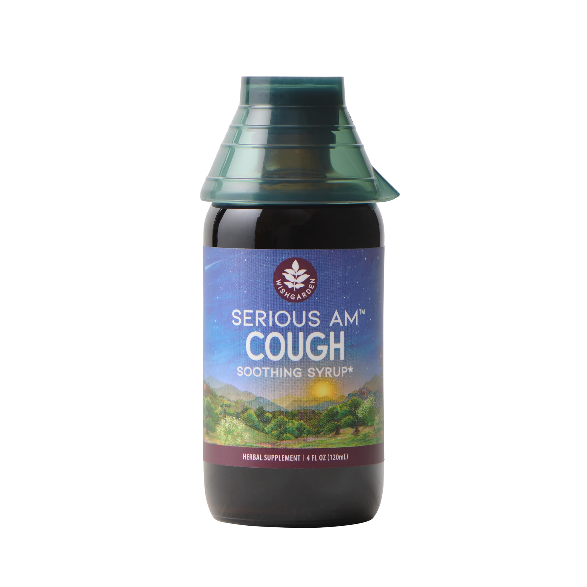 WishGarden Herbs Serious Cough AM Soothing Syrup - Natural Herbal Daytime Non-Drowsy Cough Suppressant for Adults with Elderberry Calms Cough Reflex, Normalizes Mucus Production, Opens Chest, 4oz