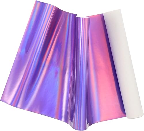 VICASKY Hoja holográfica de cuero sintético: hoja de cuero para el pelo arco niños manualidades y fabricación de bolsas de oro, Púrpura