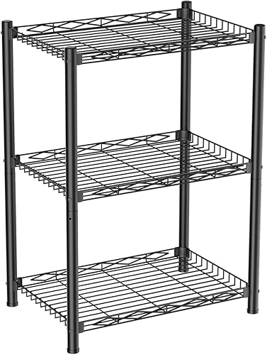 VETALLO Estante de alambre de 3 niveles, estantería de metal, estante de almacenamiento, organizador pequeño y estable para cocina del hogar,