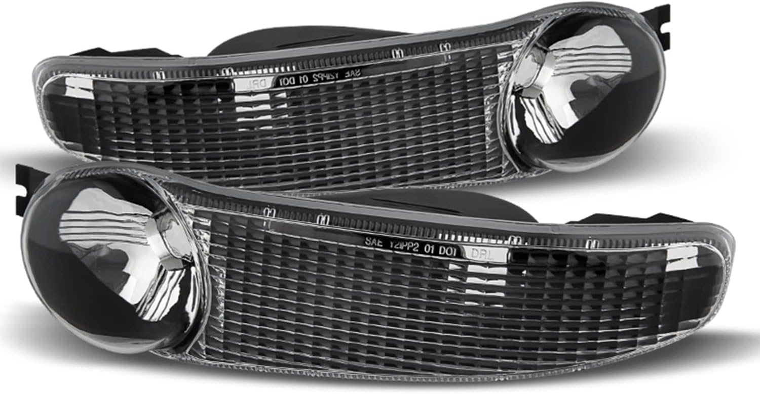AKKON - For GMC Sierra 1500 Yukon Denali Black Projector LED Headlights + Black Bumper Signal Lamps