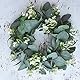 LSKYTOP 2 Pcs Green Eucalyptus Wreath Artificial Farmhouse Wreath for Door Wall Window Decor,11Inch/PC