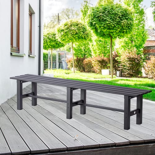 TECSPACE Aluminum Outdoor Patio Bench Black,70.9 x 14.2 x 15.7 inches,Light Weight High Load-Bearing,Outdoor Bench for Park Garden,Patio and Lounge - Thumbnail 6