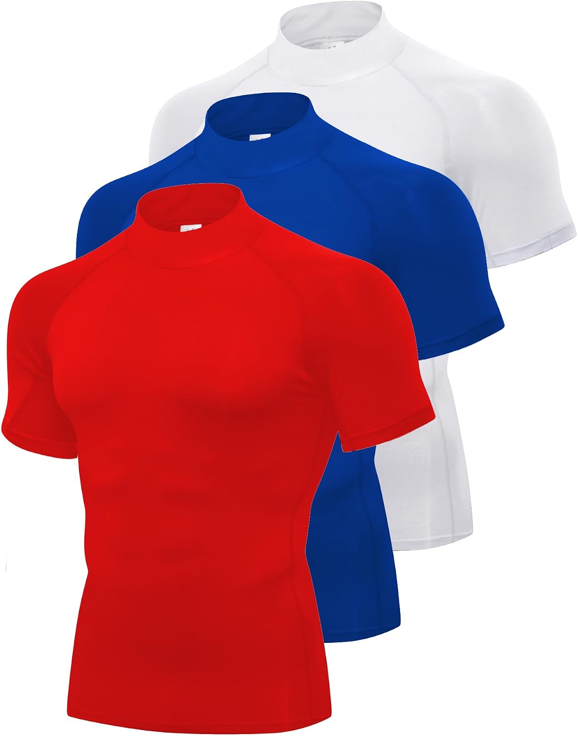 Compression Shirt Men Mock Turtleneck Short Sleeve Athletic Workout T Shirts Quick Dry Sports Undershirt Base Layer Tee Tops