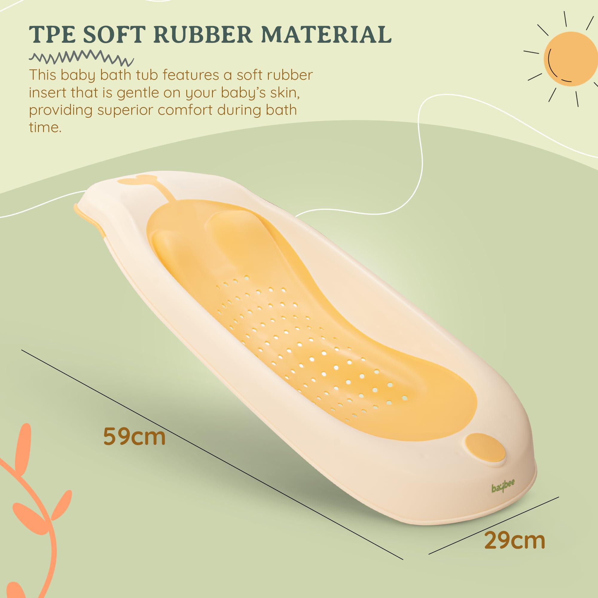 Baybee Ziga Bath Seat for Babies | Portable Bather with Anti-Slip Edges & Suction Cup | Hanging Shower Tub for Newborns 0 to 12 Months (Yellow) - Image 8 thumbnail