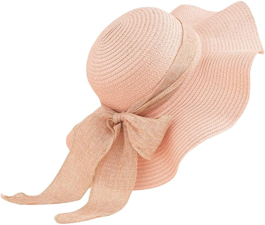 Women Floppy Sun Hat with Wide Brim, Foldable Roll-Up Straw Beach Hat Summer Hat for Travel