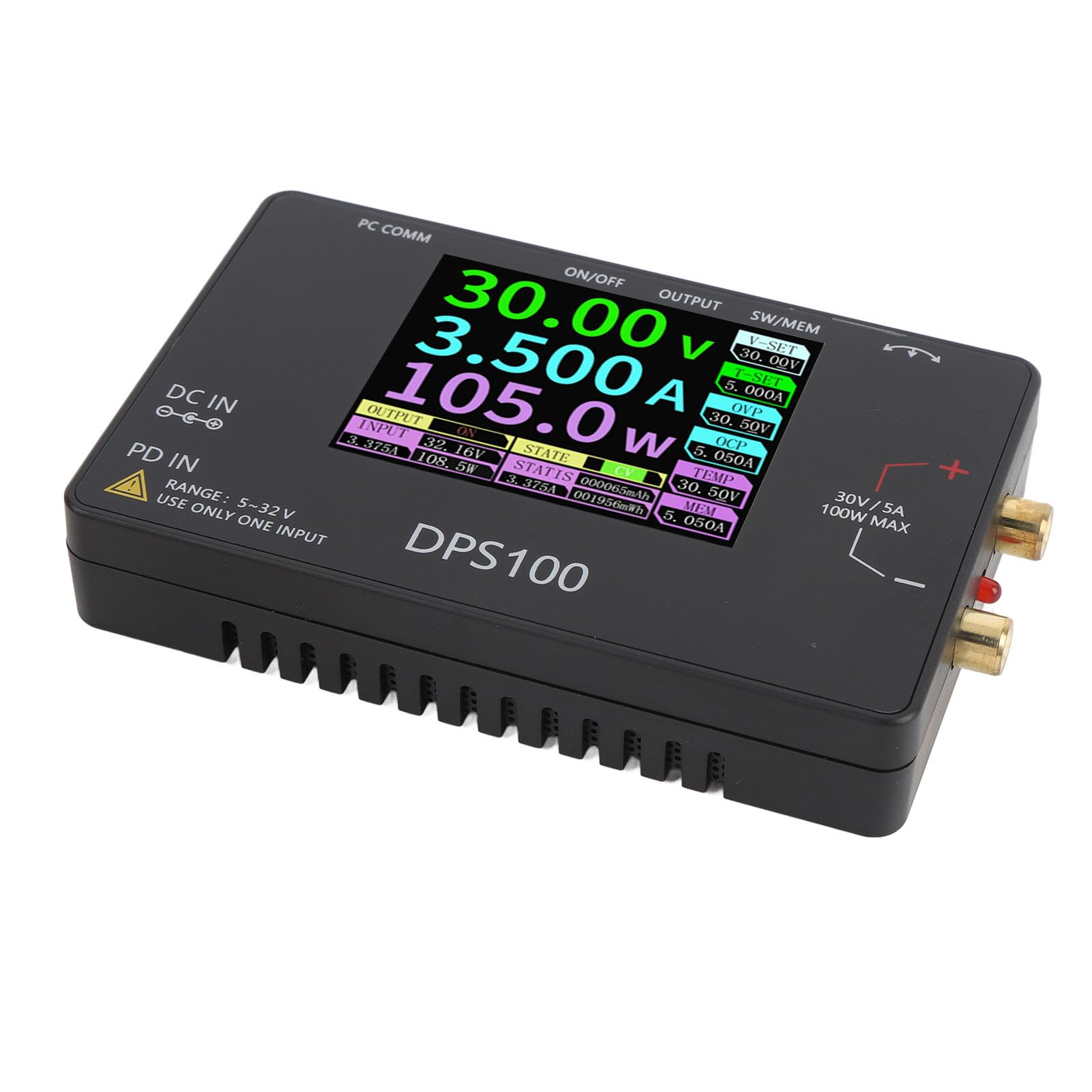 FTVOGUE Alimentation CC Réglable Polyvalente 30 V 5 A, Régulateur de Tension Variable Portable avec 10 Préréglages de Mémoire pour les Tests électroniques en Laboratoire et sur le Terrain
