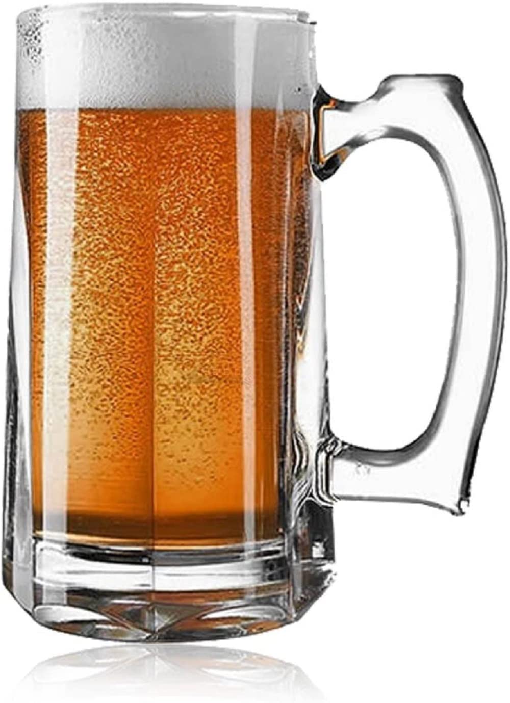 SYANKA Italian Premium Glass Beer Mugs - Set of 3, Transparent, 400ml 4
