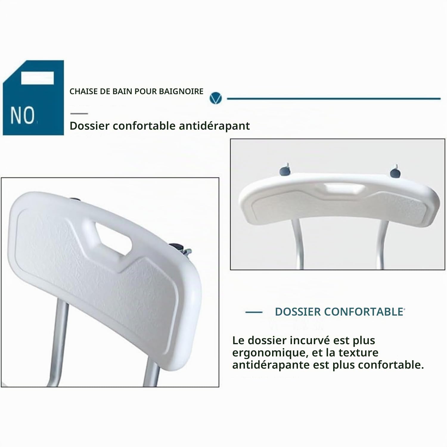 NEWFUN Siege Baignoire,Siège de Bain Suspendu Léger Blanc,Siège en Aluminium,Tabouret de Bain Adapté pour Différentes Tailles de Baignoires et Charge jusqu'à 136 kg,dim. 76-86 cm