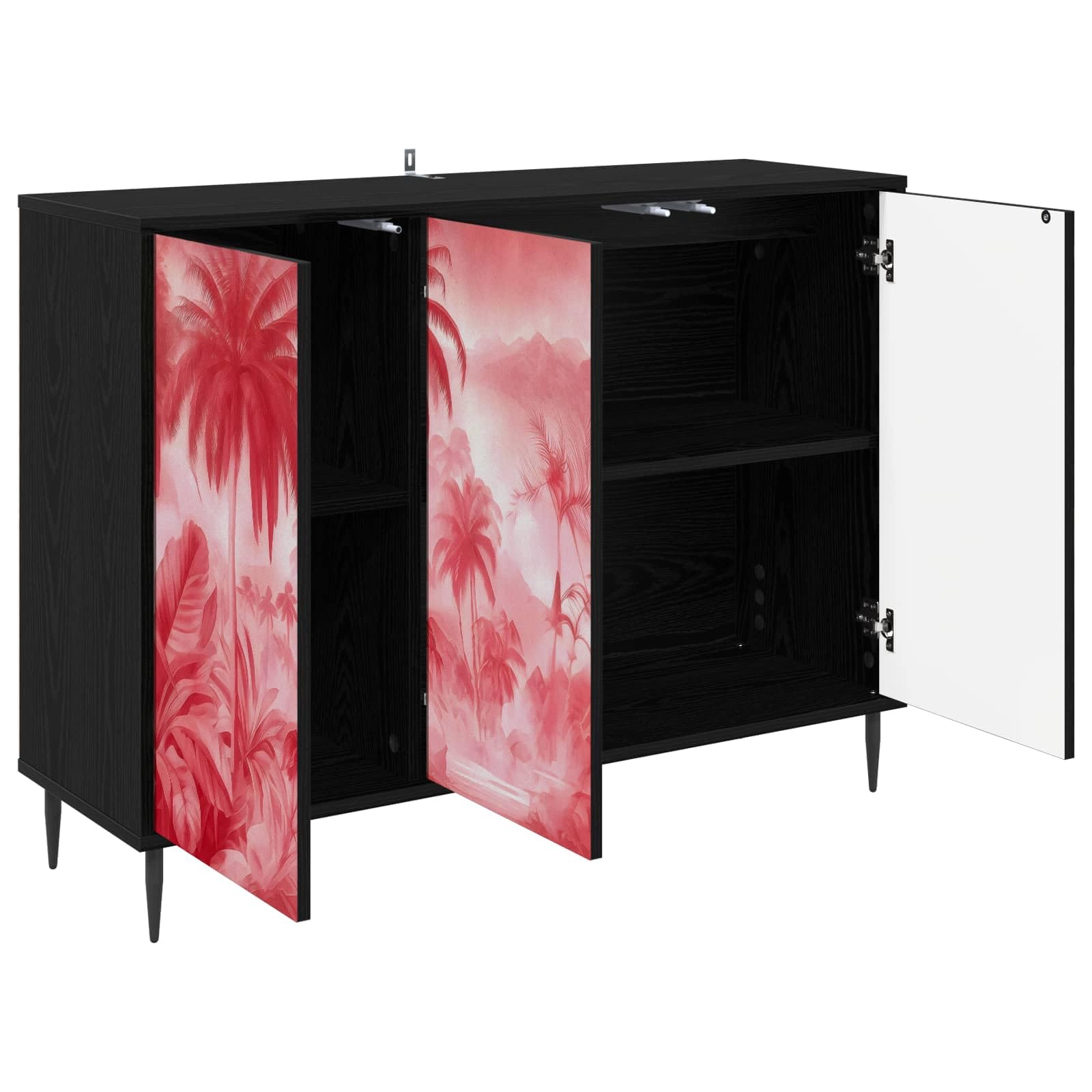 Credenza Aachen, rovere nero, 102 x 33 x 76 cm