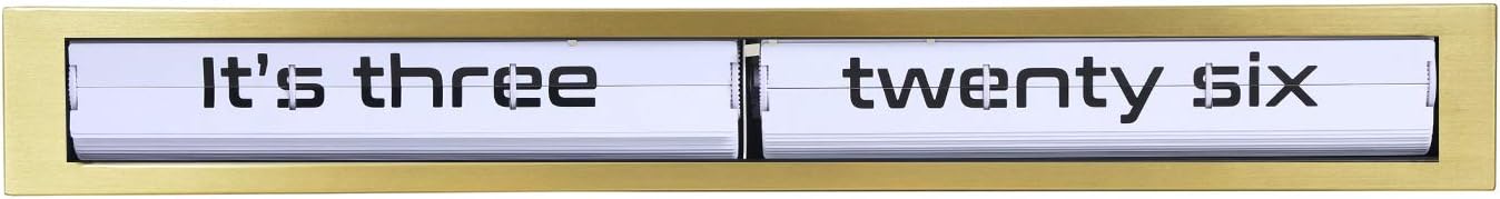 Cloudnola Texttime Metal Wall and Table Flip Clock and Wall Decor, Gold and White, 24 inches Wide, Battery Operated Digital Display