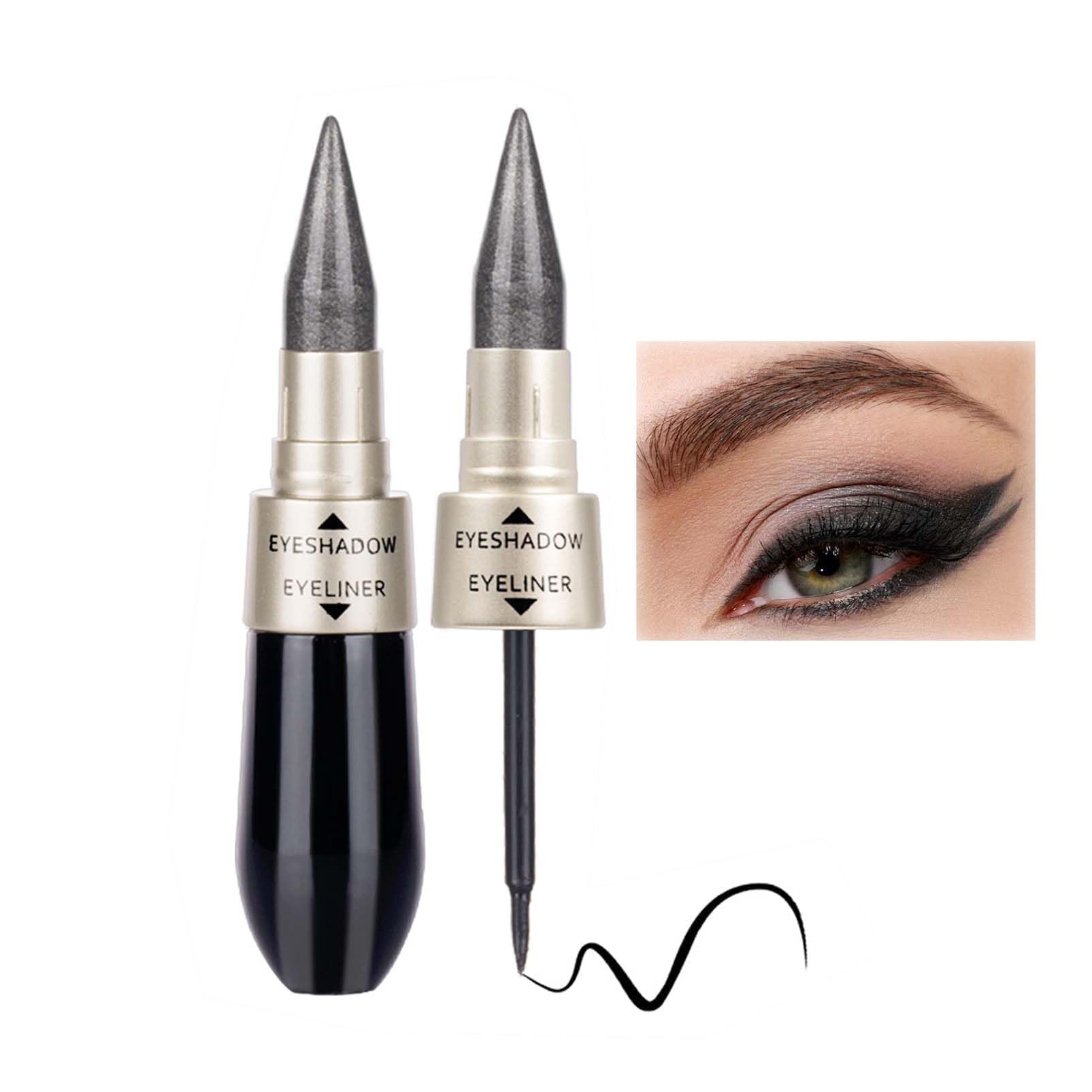 2PCS Waterproof Eyeline, Azonee 2-in-1 Glitter Eyeshadow & Eye Pencil, Long-Lasting Shimmer Cream, Quick-Drying & Sweat-Resistant Eye Makeup (Black Glitter)