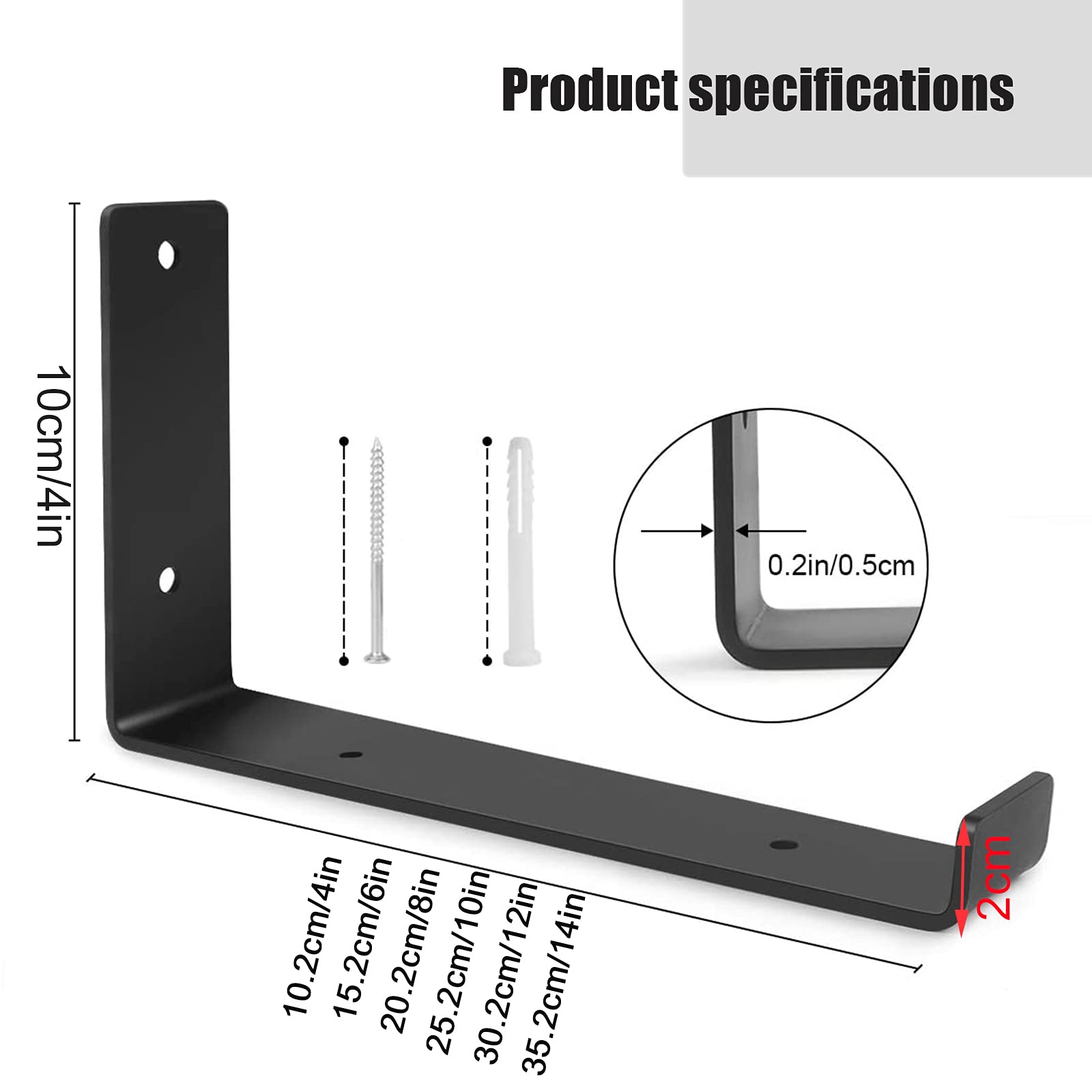 Staffe per Mensole Pesanti,Staffe Nascoste A Parete,Scaffalature per Impalcature Industriali in Ferro/Acciaio Metallo (Coppia) Nere,Accessori Completi,25.2cm/10in