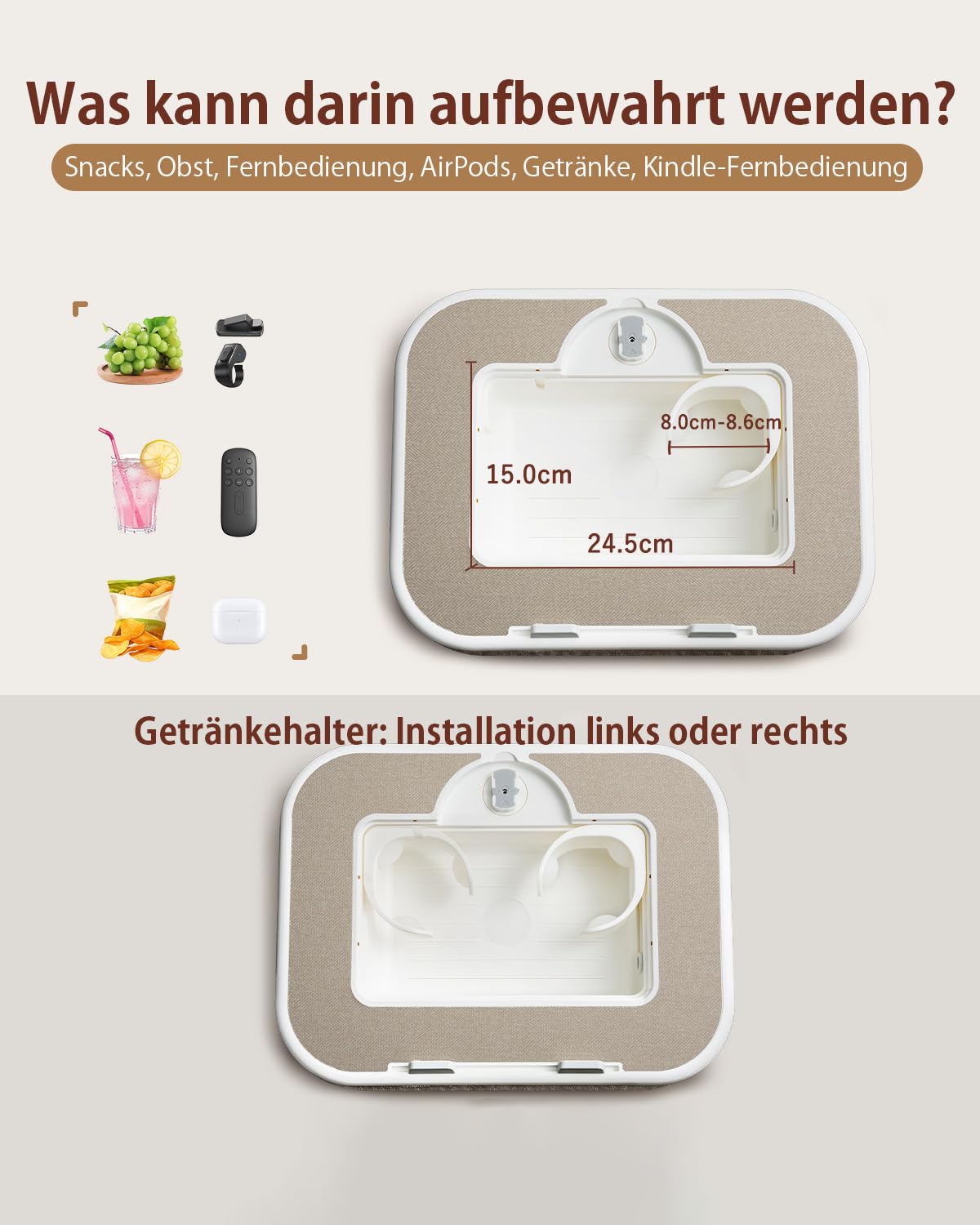 Kindle Tablet Halterung Kissen,360° Verstellbarer iPad Halter mit Snackschale,Laptop Tablet Ständer für Bett Laptopkissen Kompatibel mit 4,7-13" für iPad,iPhone,Kindle Zubehör(Khaki)