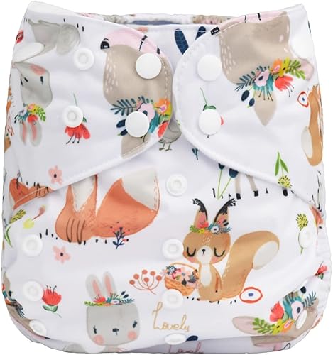 Pañal de tela de 2 a 7 años de edad, bolsillo reutilizable, lavable, para bebés y niños pequeños (conejitos de zorros)
