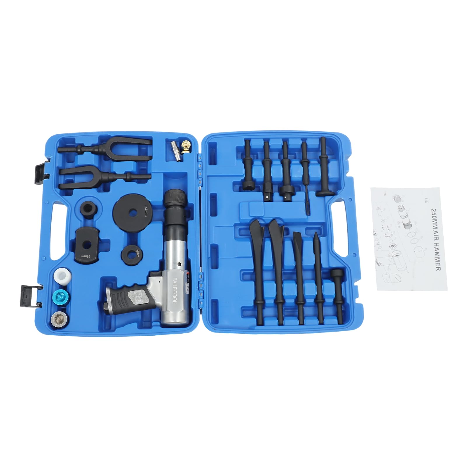 Set di martello scalpello ad aria compressa, multiuso, 2200 giri/min, martello scalpello ad aria compressa, con teste a pala, separatore per giunti sferici, punte liscianti e borsa per il trasporto