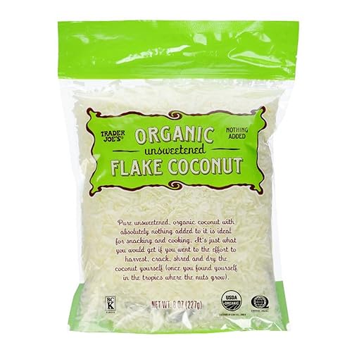Trader Joe's - Copos de coco orgánico puro sin azúcar, 8 onzas (paquete de 1)