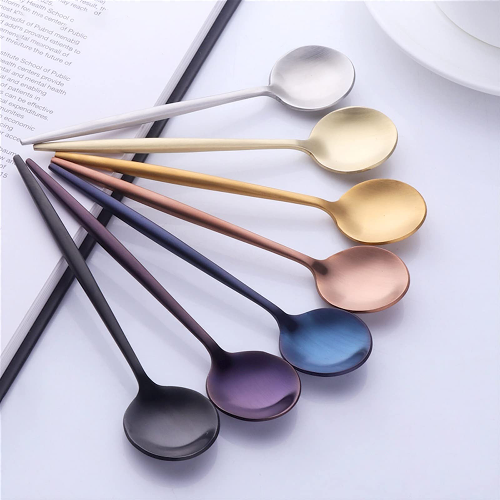 JINGYAN Teelöffel Colorful Portuguese Tea Spoons Stainless Steel Tableware Cutlery Unique Gold Small Dessert Spoon Silver Mini Coffee Scoop