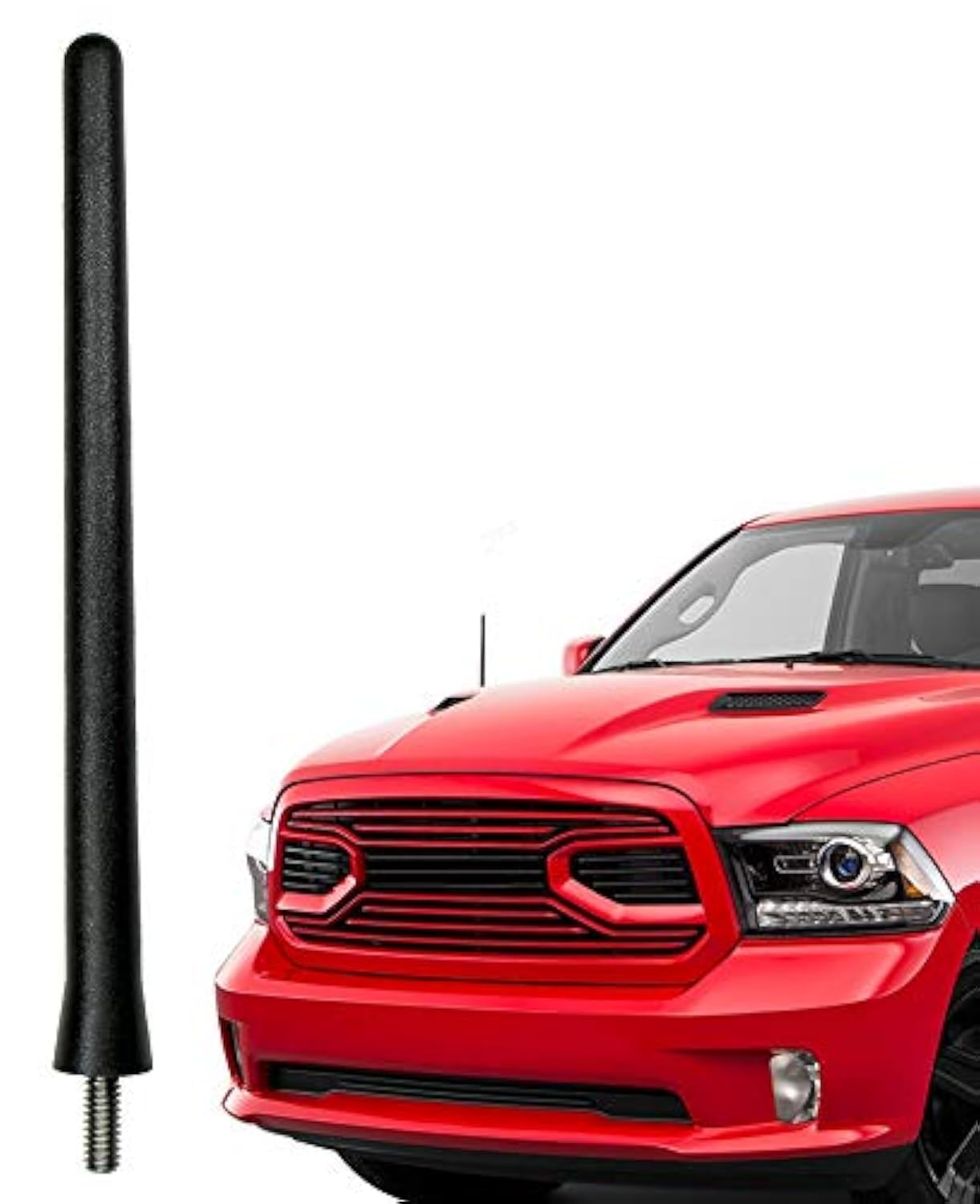 AntennaMastsRus - Short Rubber Antenna fits Dodge Ram Truck 1500 (2009-2024) - USA Stainless Steel Threading - The Original 6 3/4 Inch Accessories - Car Wash Proof - Internal Copper Coil